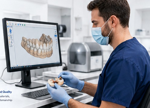 Dental professional using a digital laboratory workflow